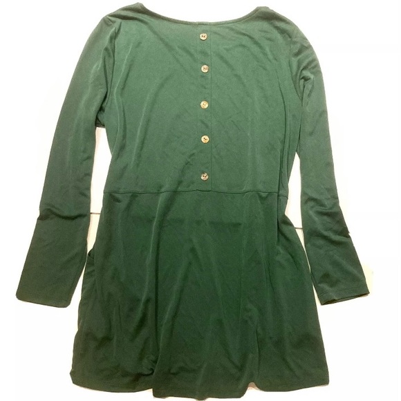 Soft Surroundings Fairfax Size M Scoop Neck Tunic Top Green Loose Fit Pockets - Picture 3 of 11